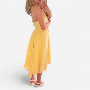 NWT Elegant Yellow Halter Dress with Adjustable Strap